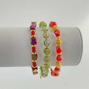 Dropped! Handmade. Red & Green & Christmas Theme Bracelets.